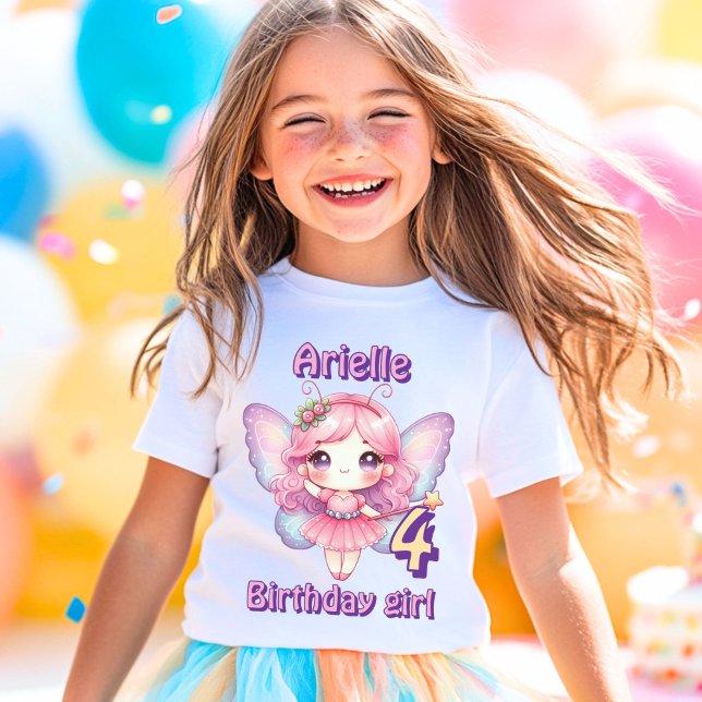 Färgglad lila fjärilsflicka födelsedag  t shirt (Skapare uppladdad)