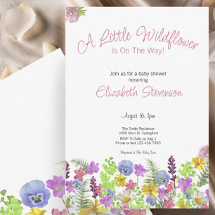 Färgglad lite vildblomma flicka baby shower  inbjudningar