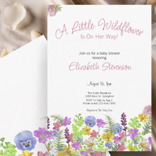Färgglad lite vildblomma flicka baby shower  inbjudningar