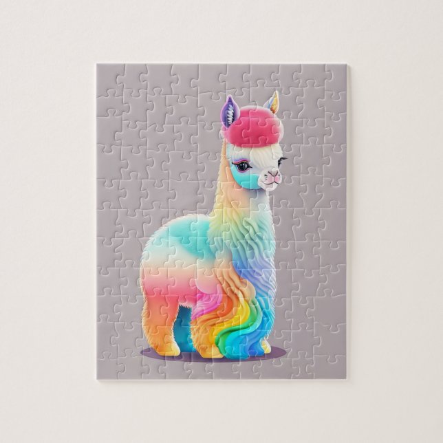 Färgglad Liten Alpaca Pussel (Vertikal)