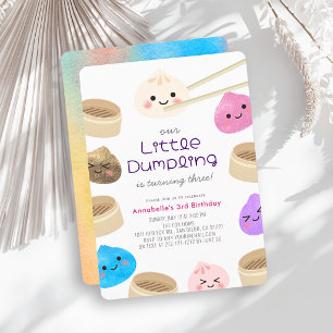 Färgglad liten dumplings kawaii födelsedag inbjudningar