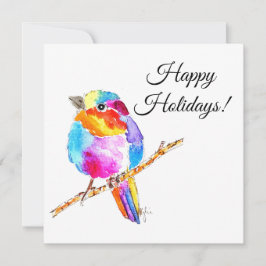 Färgglad liten fågel julkort