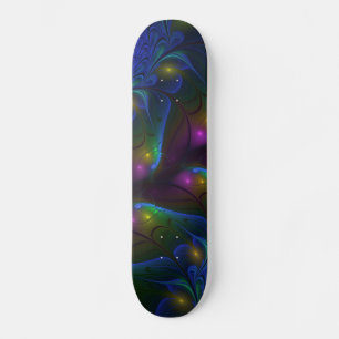 Färgglad Lysande Abstrakt Modern Trippig Fraktal Mini Skateboard Bräda 18,5 Cm