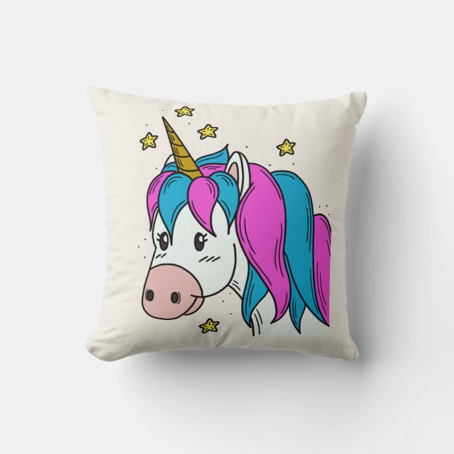 Färgglad Magisk Enhörning Kastkudde – Drömlig Kudde (Framsida)