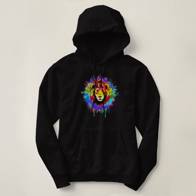 Färgglad  Målarfärg Stänk Lejon T Shirt (Design framsida)