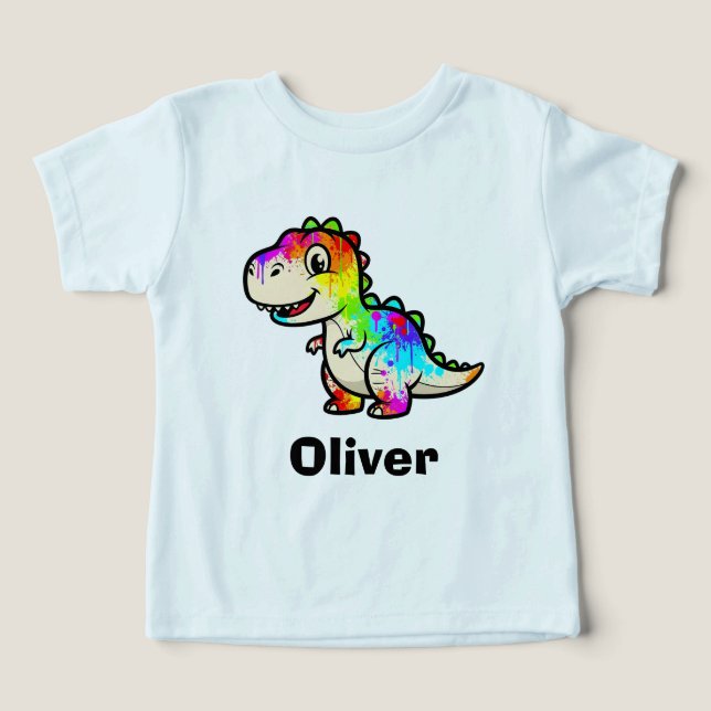 Färgglad Målarfärgssprut Dinosaurie T Shirt (Design Framsida)
