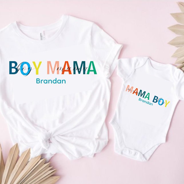 Färgglad Mama Pojke Scriptad Bebis Bodysuit T Shirt (Skapare uppladdad)