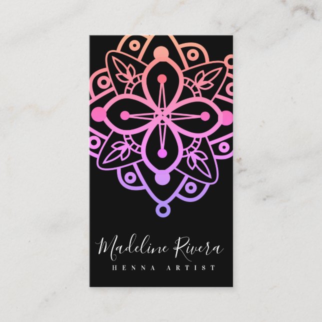 Färgglad Mandala Henna Konstnär Yoga Macrame   Visitkort (Framsida)