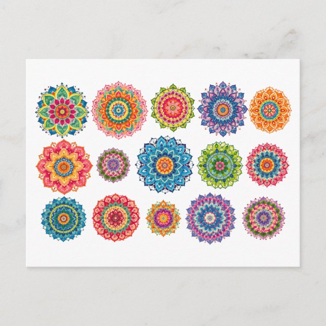 Färgglad Mandala-kollage Vykort (Framsida)