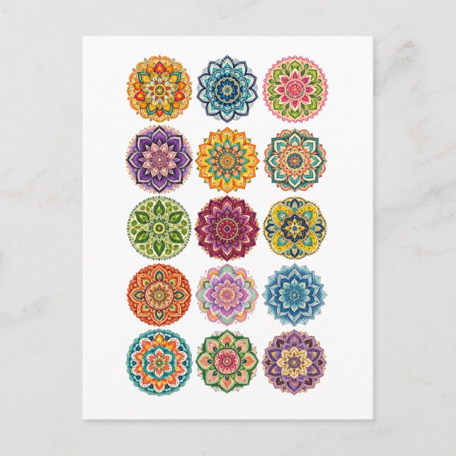 Färgglad Mandala Kollaž Vykort (Framsida)