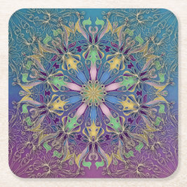 Färgglad Mandala Pappersunderlägg Underlägg Papper Kvadrat