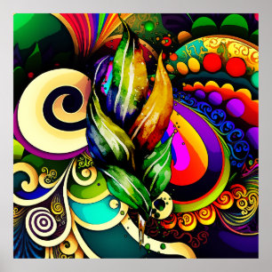 Färgglad Mardi Gras Abstrakt Konst Nola Firande Poster