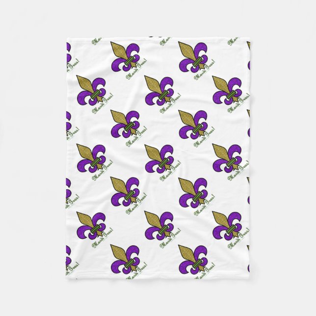 Färgglad Mardi Gras Fleur De Lis Fleecefilt (Framsidan)
