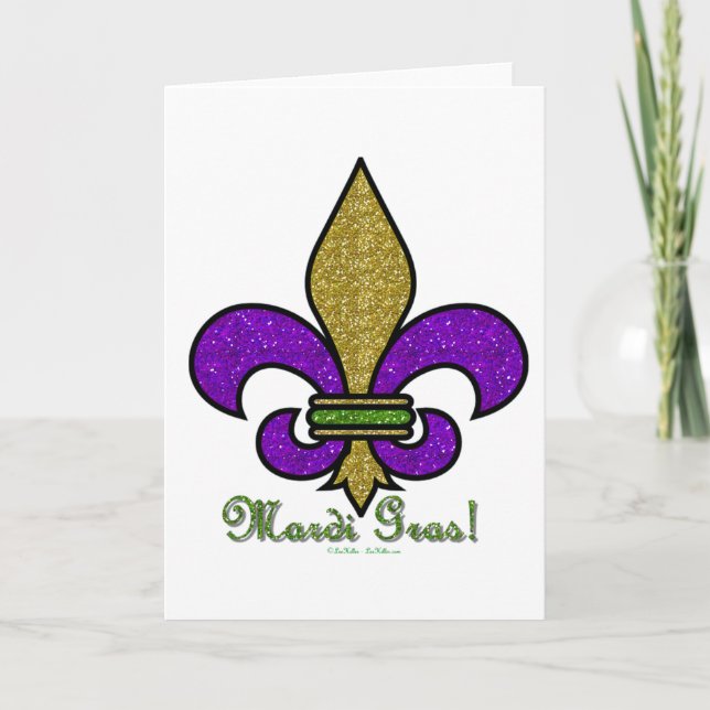 Färgglad Mardi Gras Fleur De Lis Kort (Framsida)