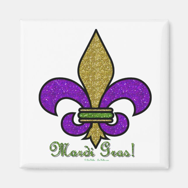 Färgglad Mardi Gras Fleur De Lis Magnet (Framsidan)