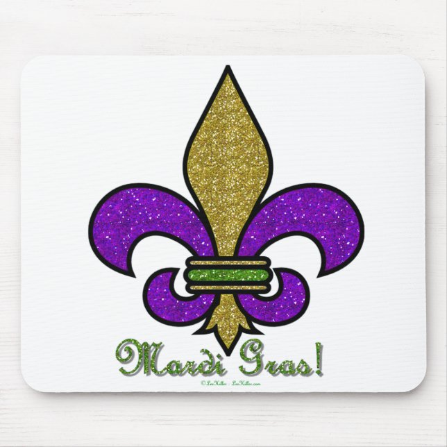 Färgglad Mardi Gras Fleur De Lis Musmatta (Framsidan)