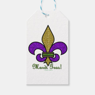 Färgglad Mardi Gras Fleur De Lis Presentetikett