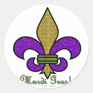 Färgglad Mardi Gras Fleur De Lis Runt Klistermärke