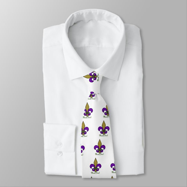 Färgglad Mardi Gras Fleur De Lis Slips (Bunden)