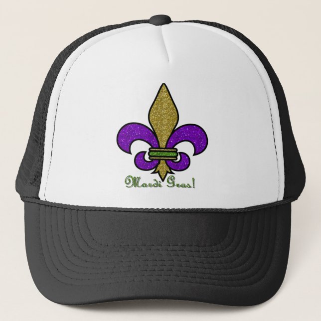 Färgglad Mardi Gras Fleur De Lis Truckerkeps (Framsida)
