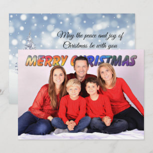 Färgglad Merry Christmas Text runt människor Kort