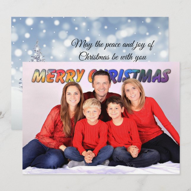 Färgglad Merry Christmas Text slingrar sig bakom m Kort (Fram/baksida)