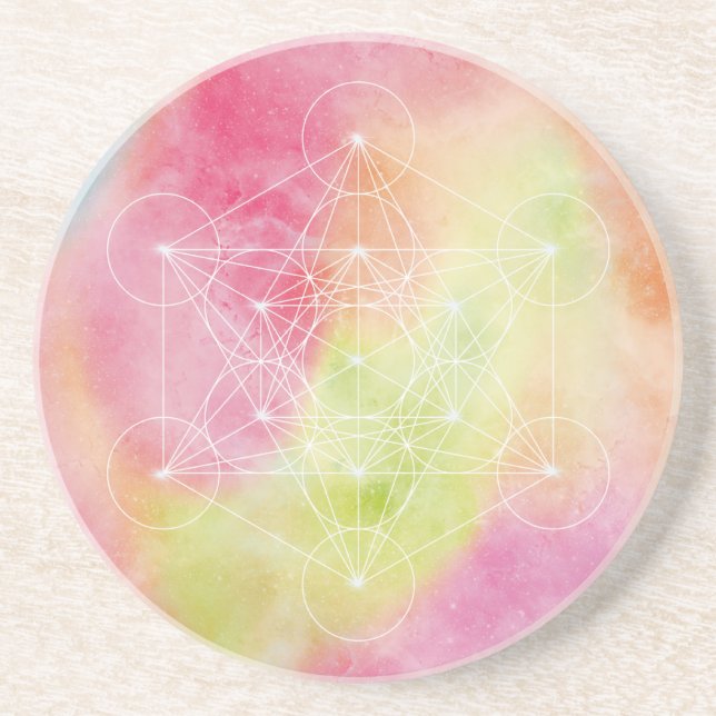 Färgglad Metatrons kub - Helig geometri Underlägg (Framsidan)