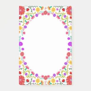Färgglad mexikansk blomsterfest ram post-it block