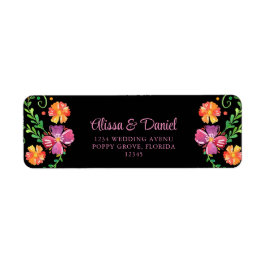 Färgglad mexikansk blomsterfiesta returadress etikett