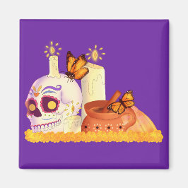 Färgglad mexikansk dag för de döda sockerskalle  magnet