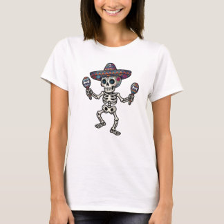 Färgglad mexikansk skelett t shirt