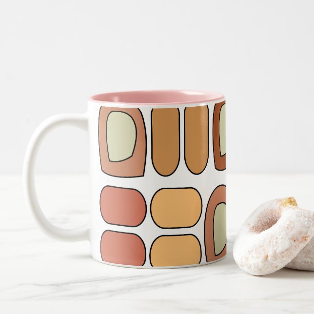 Färgglad Mid Century Modern Geometrisk Två-Tonad Mugg (Med munk)