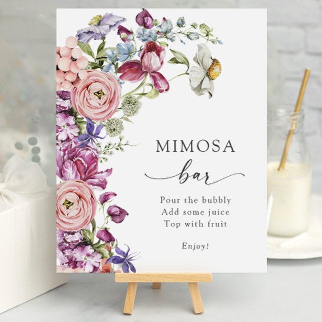 Färgglad Mimosa Bar Poster (Colorful Floral Mimosa Bar Poster by Painted Paperie
)