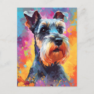 Färgglad Miniature Schnauzer Vykort