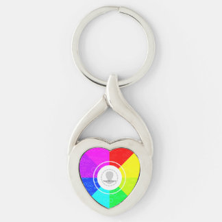 Färgglad minnessaker Autism-tematisk bild i ett hj Twisted Heart Silverfärgad Nyckelring
