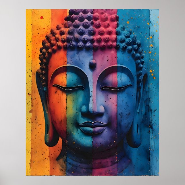 Färgglad modern konst - Divine Buddha-målning Poster (Framsidan)