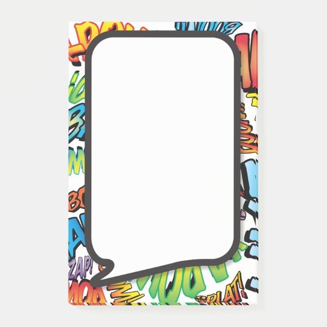 Färgglad Modern Rolig Serietidning Pratbubbla Post-it Block (Framsida)