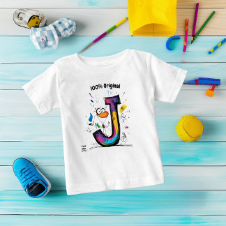 Färgglad monogram J – Rollig och anpassningsbar de T Shirt