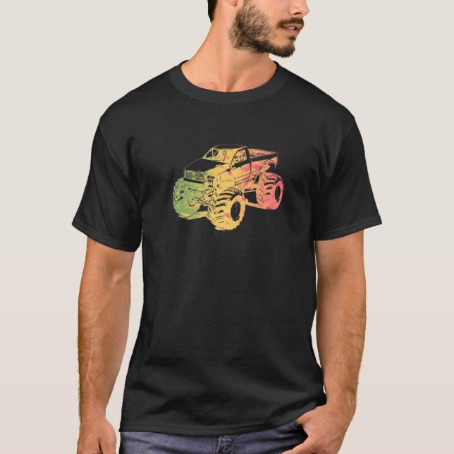 Färgglad Monster Truck Konst T Shirt (Framsida)