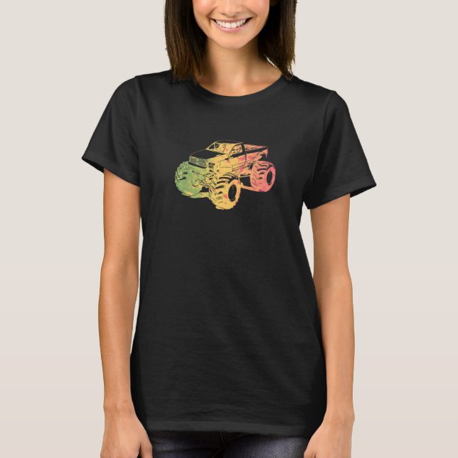 Färgglad Monster Truck Konst T Shirt (Framsida)