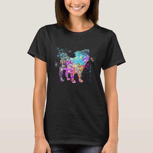 Färgglad Mops Hund Mopsar T Shirt (Framsida)