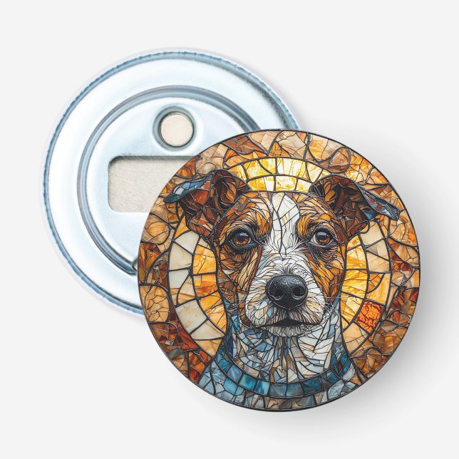 Färgglad mosaik Jack Russell Terrier hund Flasköppnare (Framsidan)