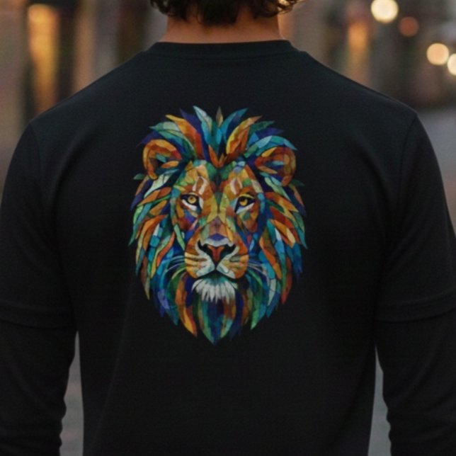 Färgglad mosaik lejon t-shirt – styrkekungen (Skapare uppladdad)
