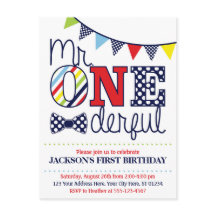 Färgglad Mr. ONEderful Födelsedagsinbjudan