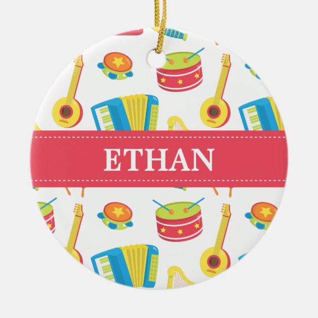 Färgglad musik instrumenterar ungerumdekoren julgransprydnad keramik (Framsidan)