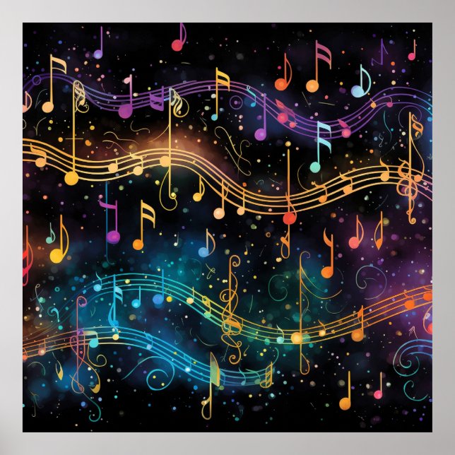 Färgglad musik på natten poster (Framsidan)