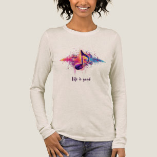 Färgglad musiknot t-shirt, Livet är bra T Shirt