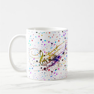 Färgglad musikstänk kaffemugg