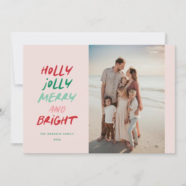 Färgglad Mycket Glad Horisontell Julfotografi Julkort (Framsida)