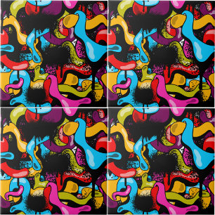 Färgglad neon graffiti hip hop gatuart kakelplatta